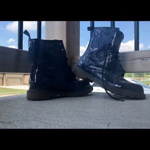 Blue combat boots